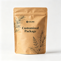 Sachet refermable personnalisé en papier kraft CMYK avec fermeture éclair, résistant à l'humidité, pour emballage alimentaire de café, thé, snacks et noix