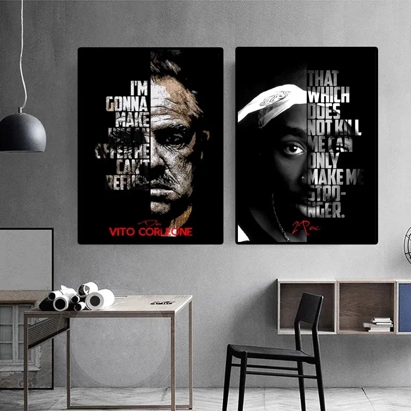 Figure Godfather Portrait Inspirational Quotes Canvas Paintings And Posters, Modern Art Pictures Decorate The Home