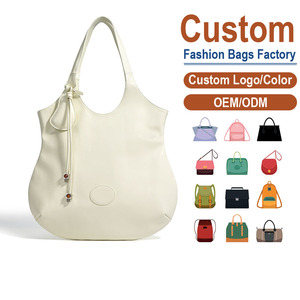 Bolso de Hombro de Cuero de Grano Completo Personalizado – Acabado Liso Blanco Crema + Cierre con Cordón · Diseño Minimalista · Directo de Fábrica - Product Image 1