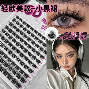 Faux cils 5D en grappe, bande transparente invisible, 10mm 12mm 14mm 16mm, bouclés et épais, sur tige en coton noir, pour les cils asiatiques - Product Image 3