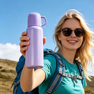 Botella de Agua Aislada al Vacío de Acero Inoxidable de 600 ml con Tapa de Vaso, Termo Hermético para Acampar, Hacer Picnic, Senderismo y Uso al Aire Libre - Product Image 3