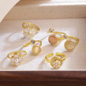 Jeutelis Chất lượng cao 18K mạ vàng đồng giải nén của phụ nữ thời trang nhẫn với Zirconia xoay vòng phụ kiện - Product Image 4