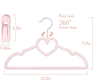 Fábrica de Perchas al por Mayor, Perchas de Terciopelo Antideslizantes con Forma de Corazón Rosa para Niños - Product Image 4