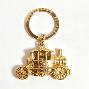 Porte-clés vintage en forme de train à vapeur doré, en alliage de zinc, forme 3D, fait main, souvenir, cadeau - Product Image 1