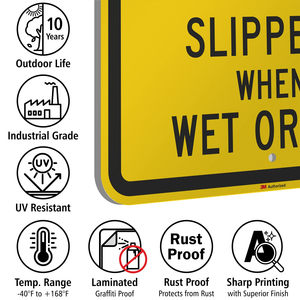 ป้ายโลหะเตือนระวังพื้นลื่นเมื่อเปียกหรือมีน้ำแข็ง ผลิตจากโรงงาน ป้ายจราจร ราคาโรงงาน ป้ายถนนอะลูมิเนียมทนทาน - Product Image 3