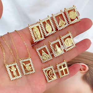 Collar Religioso <span class=keywords><strong>de</strong></span> Lujo CH-LHP1945 con Circonitas, Collar con Colgante <span class=keywords><strong>de</strong></span> María <span class=keywords><strong>San</strong></span> <span class=keywords><strong>Benito</strong></span>/<span class=keywords><strong>Cruz</strong></span>, Collar <span class=keywords><strong>de</strong></span> Cobre con Dije <span class=keywords><strong>de</strong></span> <span class=keywords><strong>San</strong></span> <span class=keywords><strong>Benito</strong></span> Chapado al por Mayor - Product Image 1