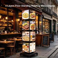 Boîte à lumière LED rotative mobile à 4 niveaux, sur pied, affichage de 16 images, pour les commerces de détail, les restaurants, les centres d'affaires, 40x40x187cm