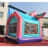 Château gonflable licorne rose avec arc-en-ciel, tente de jeu avec fermeture éclair, maison de saut, château commercial pour enfants, jeux d'amusement