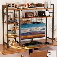 Étagère de rangement pour bureau, support d'écran d'ordinateur, bibliothèque de bureau, étagère de rangement pour la maison et le bureau, organisateur de table en bois, étagère de comptoir
