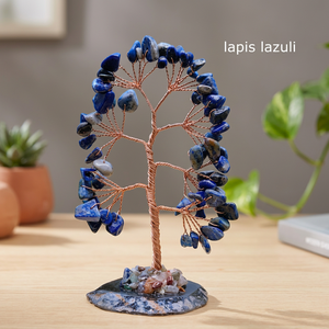 Mini arbre à vœux en pierres précieuses naturelles avec sous-verre – Cadeau de décoration intérieure apaisant avec éclats de cristal d'agate - Product Image 4