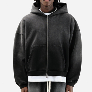 Felpa oversize con cappuccio comfort Custom nero Sun sbiadito da uomo con Zip up felpe con cappuccio stampate di qualità <span class=keywords><strong>molto</strong></span> meglio - Product Image 1
