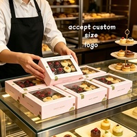 Scatola Personalizzata Rosa in Cartone per Mini Dessert con Finestra Trasparente in PET, Confezione Alimentare in Carta per Pasticceria, Macaron e Biscotti
