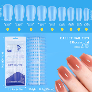 Directo de Fábrica, 120 Uñas Postizas de Cobertura Total, Semi-Mate, Gel Acrílico Suave, Diseño Francés Almendrado, con Pegamento - Product Image 1