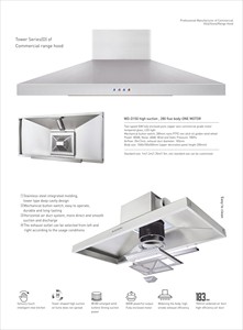 Hotte commerciale de type tour de 1500 mm, 1000 W, 21 m/min, ventilation électrique gauche-droite, 780 Pa, hôtel, usage domestique - Product Image 6