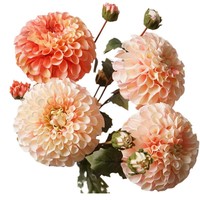 Herfstkleuren Serie Kunstbloemen 4-koppige Koraal Dahlia Spuitgieten 3D-print Bruiloft Huisdecoratie Zijden Bloem