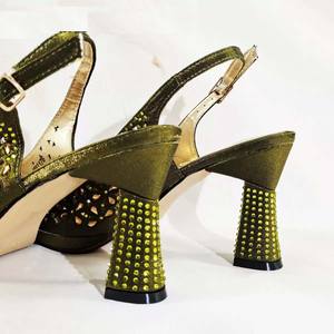 İtalyan ayakkabı çantası Set tıknaz topuklu ve eşleşen debriyaj afrika kadınlar pompa nijeryalı kadınlar parti ayakkabı çantası Set - Product Image 6