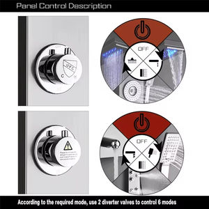 <span class=keywords><strong>Colonne</strong></span> de douche murale FEIDU en acier inoxydable poli avec panneaux de massage à effet pluie en céramique, finition chromée, commande monocommande - Product Image 6