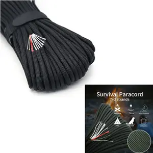 550 הישרדות Paracord מצנח טבורי אש אדום חומר דליק כבל PE דיג קו כותנה חוט 10 גדילים 100 רגליים צמיד קלוע חבל