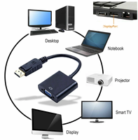 Adaptor DisplayPort ke VGA Konverter DP ke VGA Male to Female 1080p Kabel Berlapis Emas untuk PC Laptop Monitor Proyektor HDTV