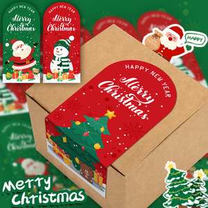 Paquete de 50 Pegatinas de Navidad de <span class=keywords><strong>Jack</strong></span>&<span class=keywords><strong>Sunny</strong></span>, Pegatinas de Sellado para Cajas de Regalo de Papá Noel, Etiquetas de Papel Revestido de Forma Ovalada y Coloridas - Product Image 2