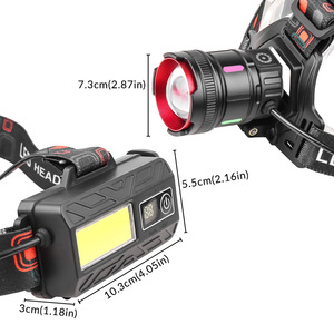 Linterna frontal LED de 30W, blanca, recargable, con zoom y sensor, para camping y senderismo al aire libre. - Product Image 2