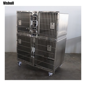 Hospital Veterinario gato perro de acero inoxidable cuidado de crianza jaula para mascotas con 4 bandejas móviles jaula para perro perrera personalizar - Product Image 5