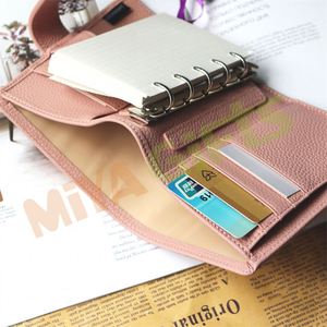 Sistema de sobres de efectivo personalizado organizador de dinero ahorro desafío presupuesto 5 anillas carpeta planificador cubierta de cuero cuaderno <span class=keywords><strong>A8</strong></span> rubor Rosa M - Product Image 5