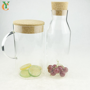 Nuovo Design alto borosilicato 1800ml barattolo di vetro con manico in sughero e bottiglia di vetro da 1200ml con sughero per uso cucina per succhi - Product Image 2