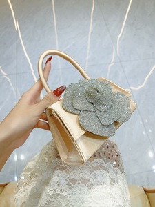 New Ladies Celebrity Shiny Rhinestone Rose Flower <b>Small</b> Square Polyester Evening <b>Handbag</b> Tanjing - Product Image 2
