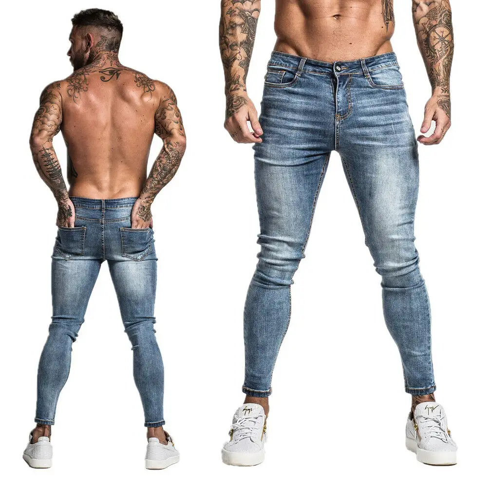 Leverancier Van Internationale Merken --- Custom Made Tapered Gestapeld Jeans Voor Mannen Slim Fit Broek Tapered Mannen Jeans Broek