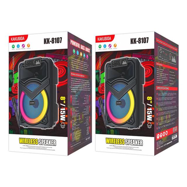 KAKUSIGA  Factory OEM Customizable New Arrivals Colorful Portable Outdoor Party Audio Player 8 Inch Wireless Speaker with Mic