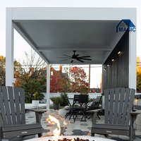 Pergola extérieure moderne de luxe, en aluminium, avec toit à lamelles imperméable, gazebo entièrement automatique, pergola motorisée rétractable