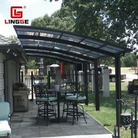 Grand auvent de jardin extérieur résistant au vent, robuste, résistant à la rouille, imperméable, en aluminium et polycarbonate, vente directe d'usine