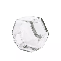 Pot en verre hexagonal pour miel de 100 ml, 220 ml, 380 ml avec cuillère en bois et couvercle en liège