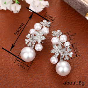 Pearl Look <b>Flower</b> Drop Earrings For Women Fresh Floral Fashion Ear Jewelry - Product Image 4