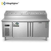 Table de préparation de salades sur mesure réfrigérée, 2 portes, refroidisseur sous comptoir, réfrigérateur commercial en acier inoxydable pour pizzas et sandwichs, double température