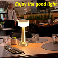 Luxe LED Rechargeable 3 Couleur Bar Restaurant Café Bureau Décoratif En Métal Lampe De Table Tactile Chambre Chevet Veilleuses