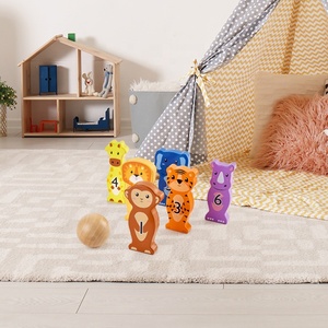 Jeu de quilles éducatif en bois pour l'intérieur, multi-jeux, jouet pour tout-petits, personnages d'animaux en bois, jeu de quilles - Product Image 3