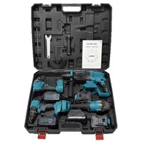 Ensemble multifonction 21V : marteau électrique, perceuse à main, meuleuse d'angle 125 mm, clé à double usage, coffret en plastique, batterie lithium rechargeable