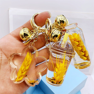 Nuovo Portachiavi in Acrilico con Effetto Olio, Bottiglia con Sabbie Mobili a Forma di <span class=keywords><strong>Spiga</strong></span> di Grano, Decorazione Pendente per Auto e Borse, Vendita all'Ingrosso - Product Image 4