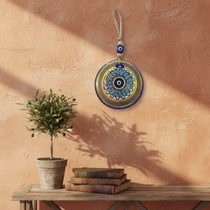 10X22 CM Glass Evil Eye Adorno de pared Decoración de acento de pared elegante - Product Image 3