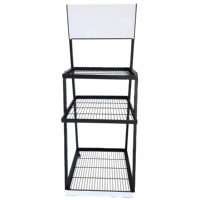 Présentoir en métal à 3 couches avec roue de nettoyage, étagère d'exposition pour serpillière