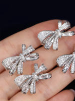 Bague en or blanc 18 carats avec nœud papillon et diamant, plaquée rhodium, pierre naturelle, bijoux de mariage et de fiançailles pour femmes
