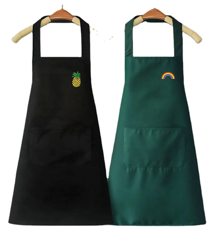 black manufacture high quality kitchen cook tablier cuisine cotton demin custom embroiled logo chef barber aprons for women