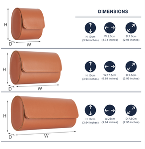 Double Slot Cylindrical PU Watch Roll Organizer with Velvet Interior for Luxury Watch Storage and Travel Use gift store storage - Product Image 2
