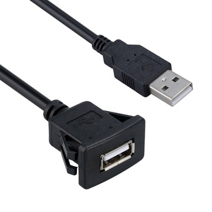 사각 플러시 마운트 USB 2.0 남성 여성 연장 케이블 3A 고속 충전 PVC 12 개월 자동차 보트 오토바이 브레이드 차폐 - Product Image 3