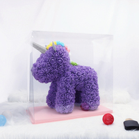 Boîte d'emballage transparente haute avec ruban pour fleurs, figurines et cadeaux de fêtes, personnalisable OEM