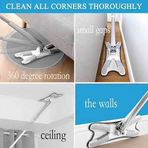 High Quality Eco-friendly 360 Degree Magic Easy Wringing Stainless Steel Microfiber <b>Flat</b> <b>Mop</b> Hand-Free Swivel Handle Cleaning - Product Image 5