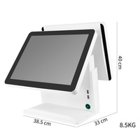 Système de point de vente tactile personnalisé en gros, double écran blanc 15,6 pouces, SSD, Intel I3/RK3566, 4 Go de RAM, Windows/Android, caisse enregistreuse
