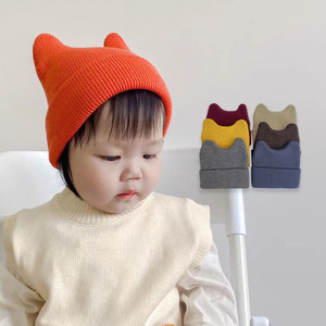Chapeau en tricot pour bébé nouveau-né automne-hiver, adorable <span class=keywords><strong>bonnet</strong></span> à cornes pour garçon et fille, bonnets pour enfants - Product Image 1